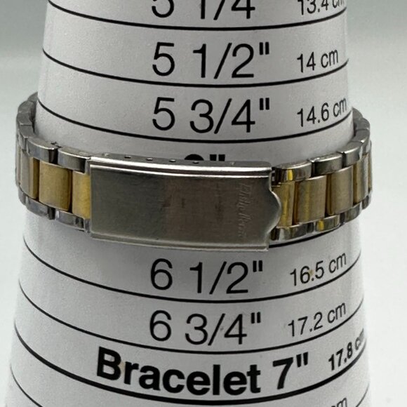 Philip Persio Watch Women Silver Gold Two Tone Black Dial 24MM New Battery 6.5" - Picture 11 of 12